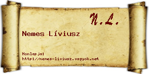 Nemes Líviusz névjegykártya